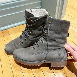 Grey Waterproof Fold-Down Boots - Leather - Timberland - Size 9 Women’s